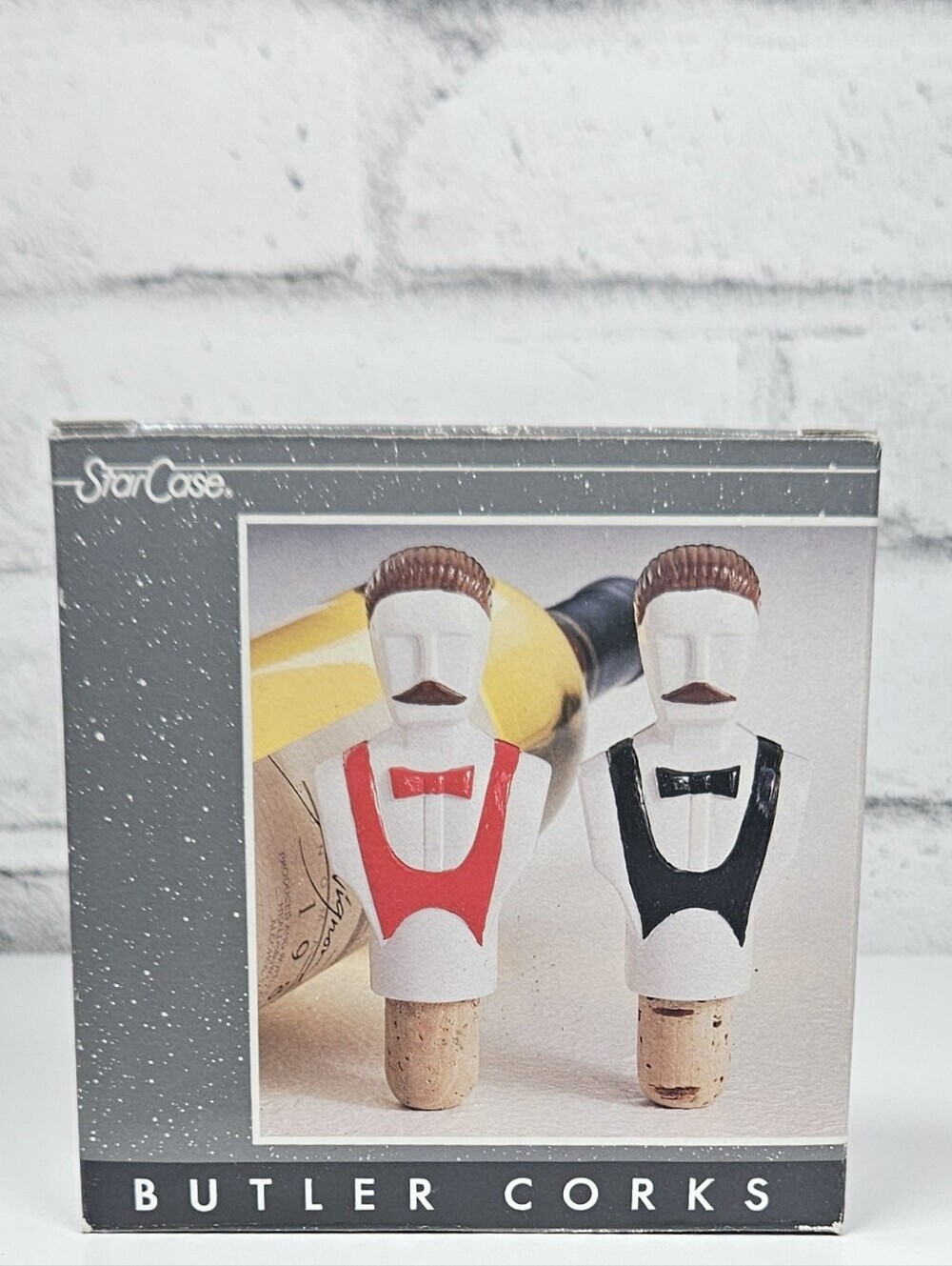StarCase Butler Corks Wine Bottle Stoppers Hand Painted Set of 2